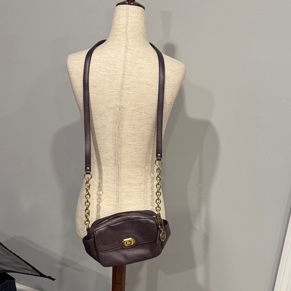 Coach Eggplant Leather Crossbody Bag with Gold Hardware